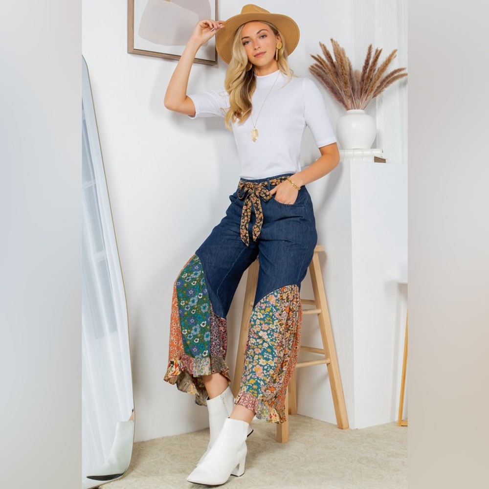 Boho Chic Wide-Leg Patchwork Pants - image 6